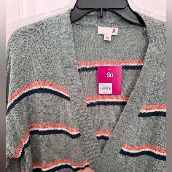 SO OPEN CARDIGAN. LIGHTWEIGHT OPEN FRONT STRIPED CARDIGAN. NEW WITH TAGS - Picture 2 of 13